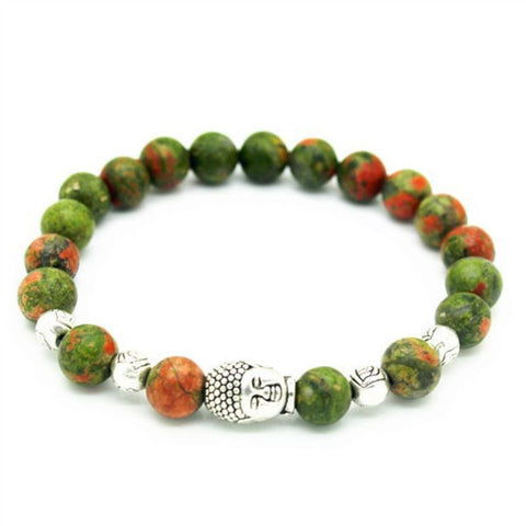 Natural Stone Bead Buddha Bracelet