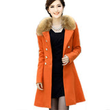 Trench Coats Double Button Fur Collar