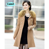 Trench Coats Double Button Fur Collar