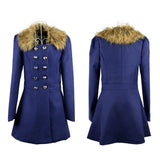 Trench Coats Double Button Fur Collar