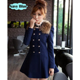 Trench Coats Double Button Fur Collar