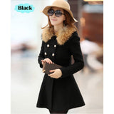 Trench Coats Double Button Fur Collar