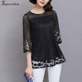 Sleeve Shirt Women Tops Lace Blouse